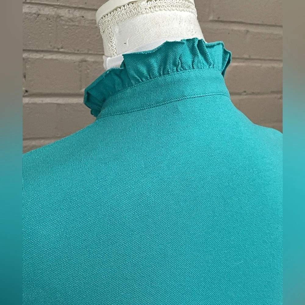 Tory Burch  blue ruffled front top  S - Picture 9 of 13